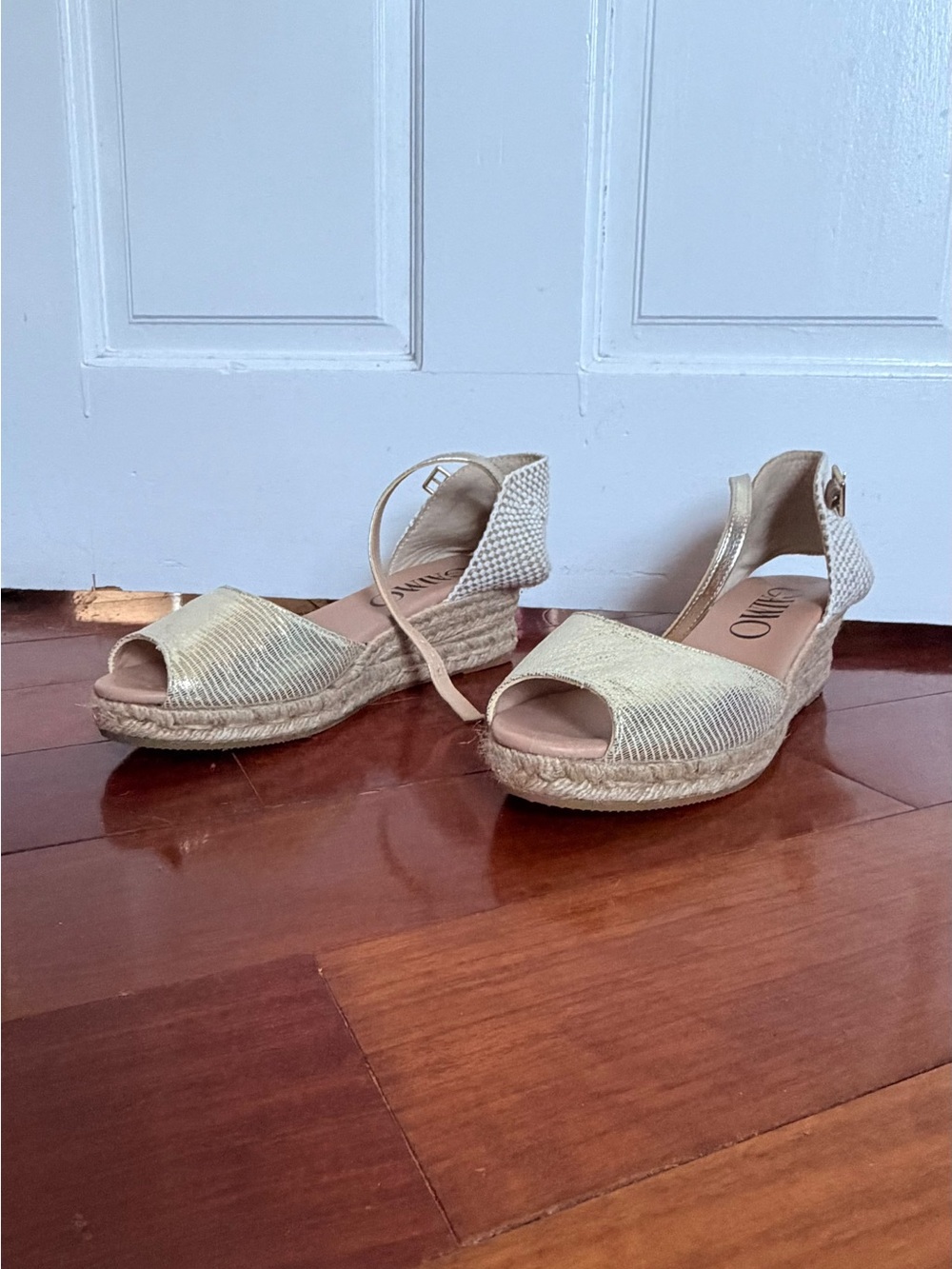 Gold Espadrille Wedge Sandals - Women